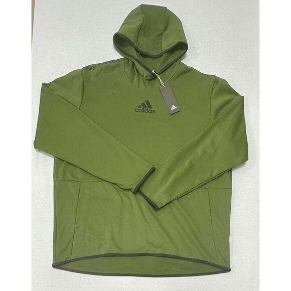 Adidas Climawarm Adult 2XL Green Hoodie Pullover Three Stripe Athleisure NWT - Picture 1 of 9